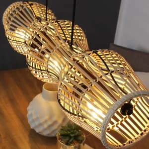 Best Sale Eco-Light Suspension Bamboo, naturel, à 3 lampes