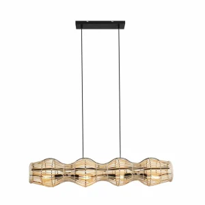 Fashion Eco-Light Suspension Bamboo, naturel, à 4 lampes