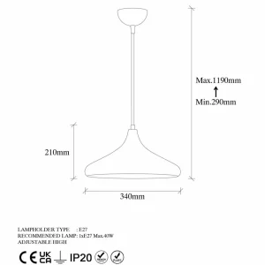 Cheap Opviq Suspension Barek 11545, laiton bruni, métal, Ø 34 cm