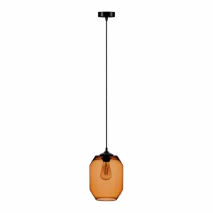 New Euluna Suspension Barrel Abat-jour soufflé à la bouche ambre