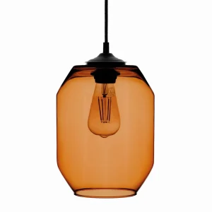 New Euluna Suspension Barrel Abat-jour soufflé à la bouche ambre