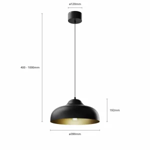 Fashion Luminex Suspension Basca, noire/dorée, à 1 lampe