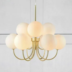 Hot Markslöjd Suspension Bianco, 9 lampes, or/blanc, verre, G9