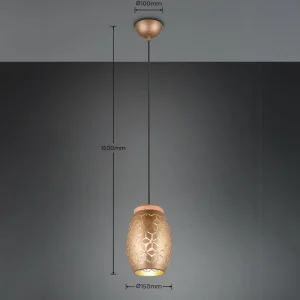 Store Reality Leuchten Suspension Bidar, Ø 15 cm, brun café, métal
