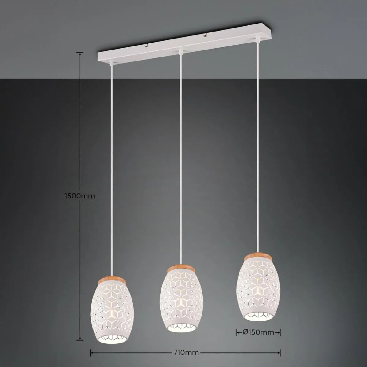 suspension_bidar_longueur__cm_blanc_mat__lampes_mtal_1.webp Shop Reality Leuchten Suspension Bidar, longueur 71 cm, blanc mat, 3 lampes, métal