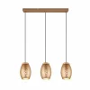 Outlet Reality Leuchten Suspension Bidar, longueur 71 cm, brun café, 3 lampes, métal