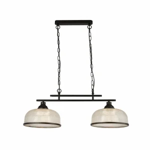 Outlet Searchlight Suspension Bistro à 2 lampes, noire