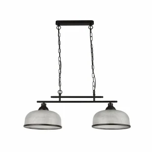 Outlet Searchlight Suspension Bistro à 2 lampes, noire