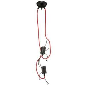 Best Sale EMIBIG LIGHTING Suspension Bobi 2 en noir, câble rouge, à 2 lampes