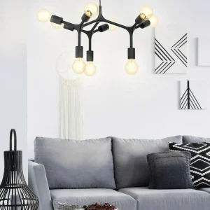 Outlet EGLO Suspension Bocadella 1 en noir, à 9 lampes
