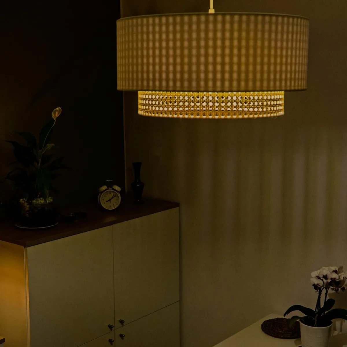 suspension_boho__cm__lampe_crublancrotin_0.webp Sale Duolla Suspension Boho Ø 60 cm 1 lampe écru-blanc/rotin
