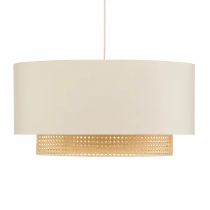 Sale Duolla Suspension Boho Ø 60 cm 1 lampe écru-blanc/rotin