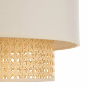 Outlet Duolla Suspension Boho Ø 45 cm 1 lampe crème blanc/rotin