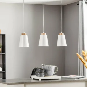 Store EMIBIG LIGHTING Suspension Bolero 3, à 3 lampes, blanche