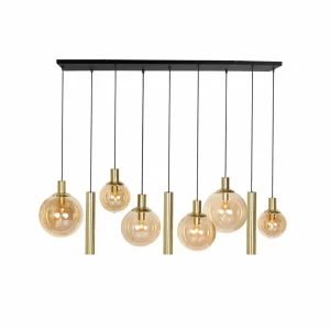 Clearance Steinhauer Suspension Bollique, laiton, 9 lampes long, verre, métal