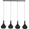 Fashion Zijlstra Suspension Bombur à quatre lampes, noire/brune