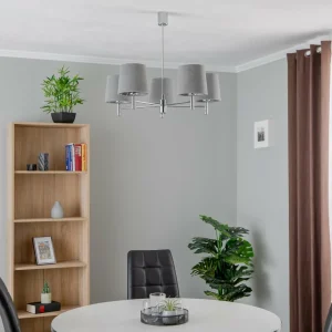 Online Argon Suspension Bono, à cinq lampes, chromée/grise
