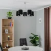 Store Argon Suspension Bono, à cinq lampes, chromée/noire