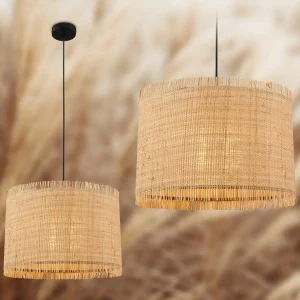 Best Sale Briloner Suspension Borra, à 1 lampe, couleur naturelle, paille, Ø 40 cm