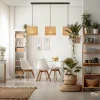Clearance Briloner Suspension Borra, 3 lampes, couleur naturelle, paille