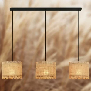 Clearance Briloner Suspension Borra, 3 lampes, couleur naturelle, paille