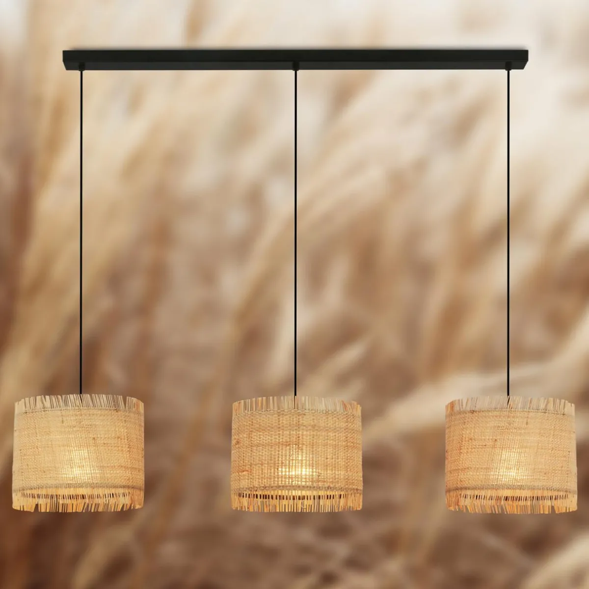 suspension_borra__lampes_couleur_naturelle_paille_1.webp Clearance Briloner Suspension Borra, 3 lampes, couleur naturelle, paille