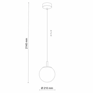 Outlet TK Lighting Suspension Cadix en verre, à 1 lampe, Ø 21 cm