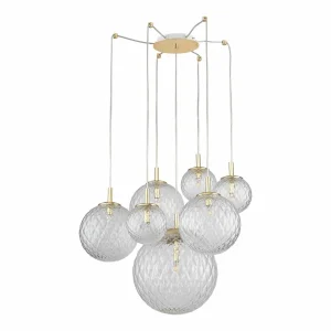 Store TK Lighting Suspension Cadix en verre, à 7 lampes