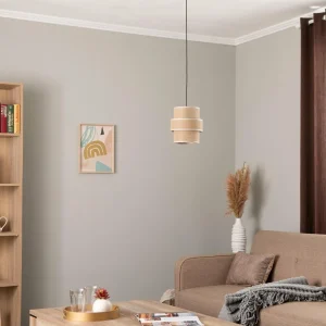 Best TK Lighting Suspension Calisto, Jute, brun naturel, à 1 lampe, Ø 20 cm