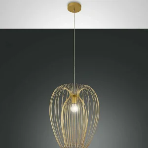 Outlet Fabas Luce Suspension Camp, Ø 40 cm, or, panier en fil métallique