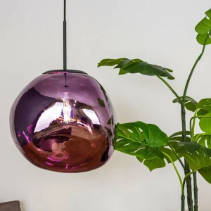 Outlet Eco-Light Suspension Canopus, violet, Ø 36 cm, verre, E27