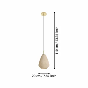 Cheap EGLO Suspension Caprarola, Ø 20 cm, sable, verre/métal