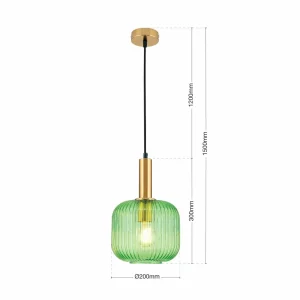 Cheap ORION Suspension Carneval, laiton vieilli/vert, Ø 20 cm, verre