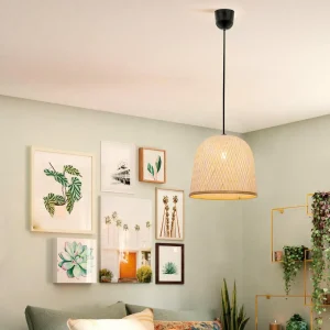 Best Sale Viokef Suspension Casper, abat-jour rotin, Ø 35 cm