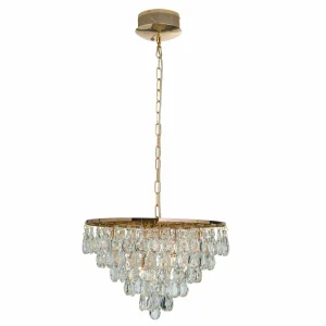 Outlet ORION Suspension Celeste cristaux K9, dorée, 9 l