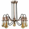Store Searchlight Suspension Celi 5 lampes, cuivre à l’ancienne