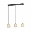 Store EGLO Suspension Ciudadela, noir/laiton, à 3 lampes