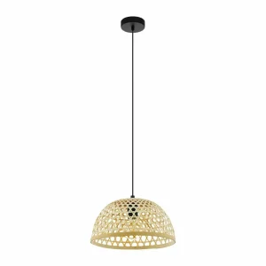 Outlet EGLO Suspension Claverdon, Ø 37 cm, noir/naturel, bois