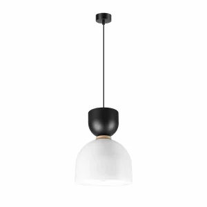 Store Lamkur Lighting Suspension Clementine, blanc/noir, 1 lampe, E27
