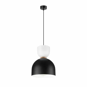 Shop Lamkur Lighting Suspension Clementine, noir/blanc, à 1 lampe, E27