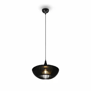 Discount Trio Lighting Suspension Colino en lamelles de bois, noire