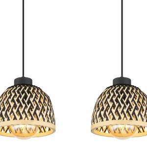 Best Globo Suspension Colly treillis en bambou, à 4 lampes