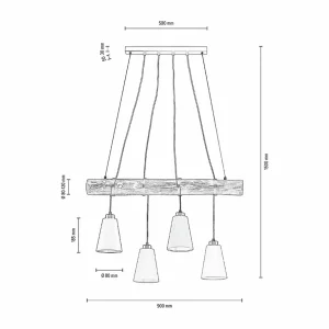 Cheap BRITOP Suspension Como, à 4 lampes, noyer