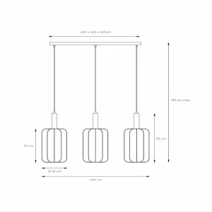 Sale Lucide Suspension Corina, noir, à 3 lampes, E27