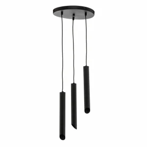 Fashion Eko-Light Suspension Corte, noire, à 3 lampes, ronde