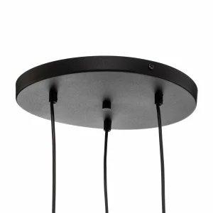 Fashion Eko-Light Suspension Corte, noire, à 3 lampes, ronde