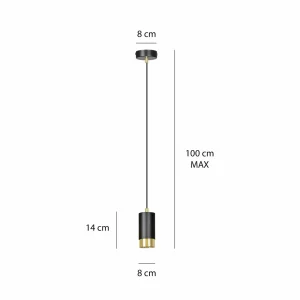 Sale EMIBIG LIGHTING Suspension courte Kumo, noire/dorée 1 lampe