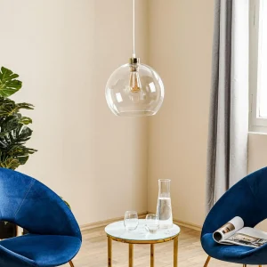 Store TK Lighting Suspension Cubus, blanc, verre, Ø 30 cm, E27