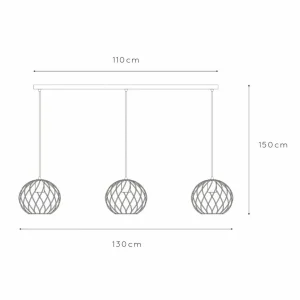 New Lucide Suspension Danza, à 3 lampes, allongée, noire