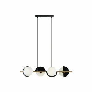 Sale Viokef Suspension Darcy, noir/bronze, à 4 lampes